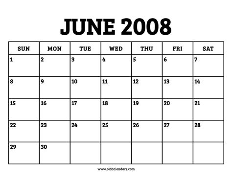 Calendar June 2008